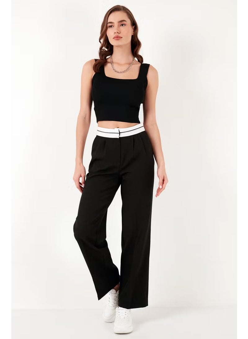 Lela High Waist Regular Fit Wide Leg Trousers Women's Trousers 611PL061 - Image 1